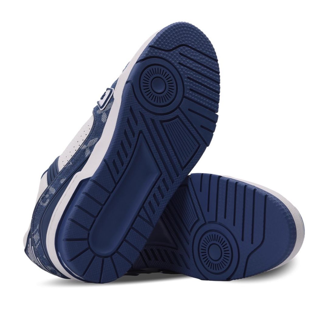 Leder Sneaker in Weiß & Navy