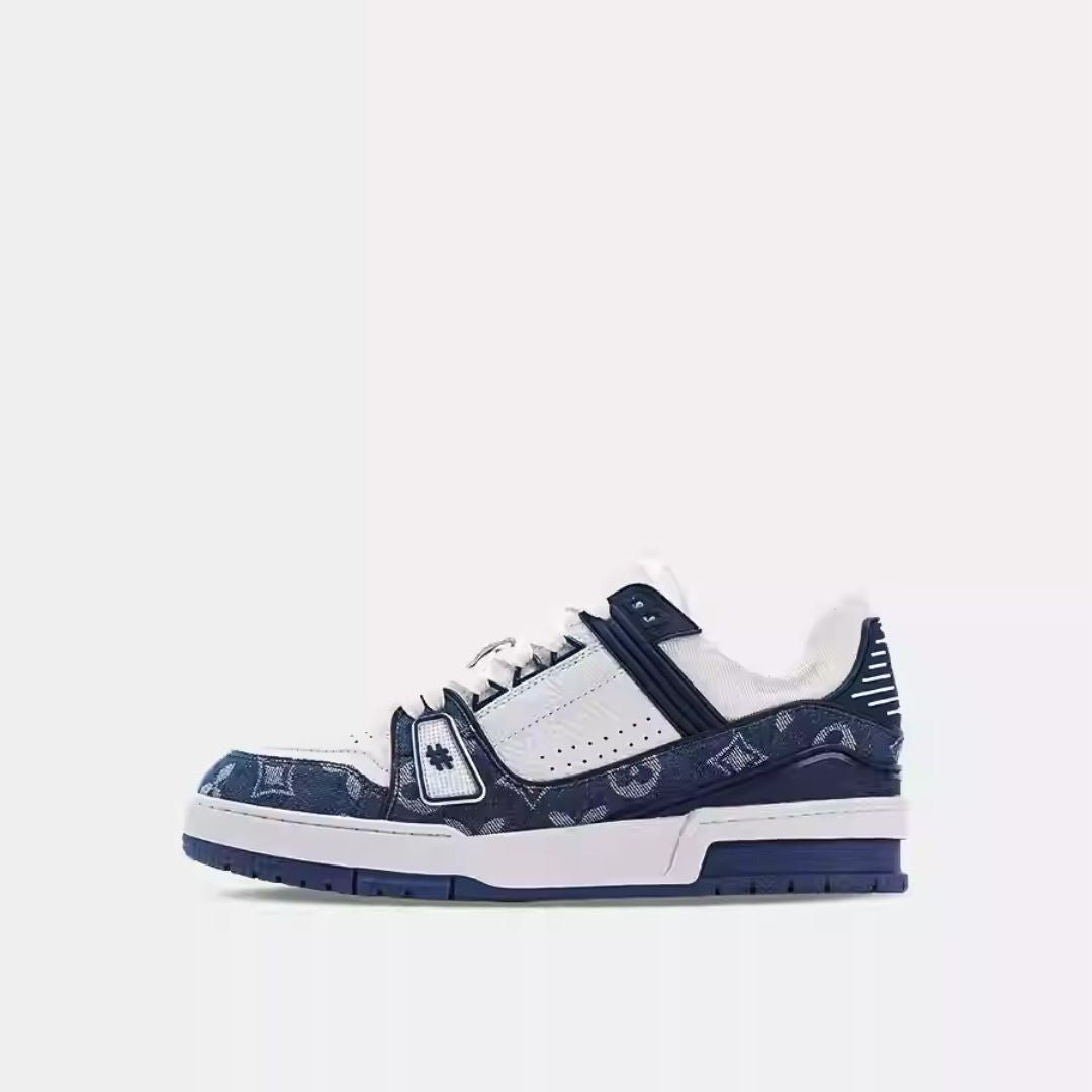 Leder Sneaker in Weiß & Navy