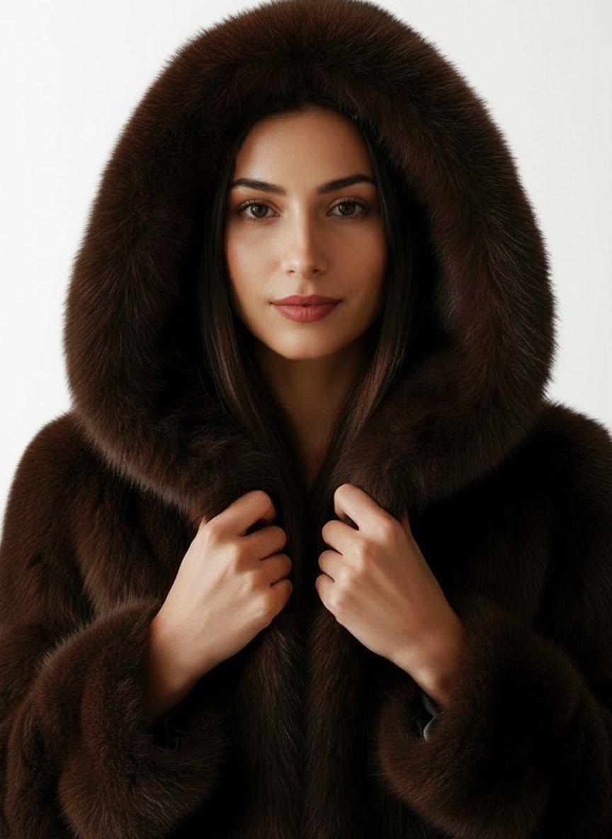 Kurze Damen Kunstfelljacke mit Kapuze – Elegant & Warm