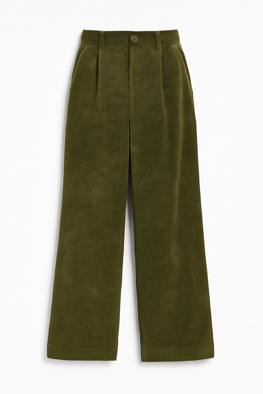 Aren Oliv – Weit geschnittene Cordhose