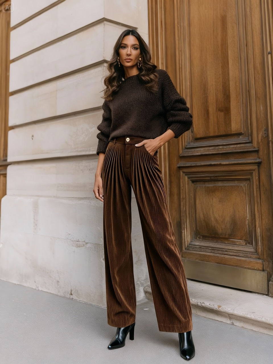 Aren Braun – Weit geschnittene Cordhose