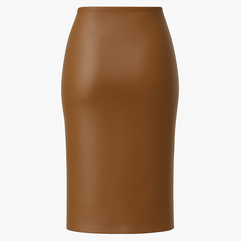Aria Braun – Kunstleder Bleistiftrock