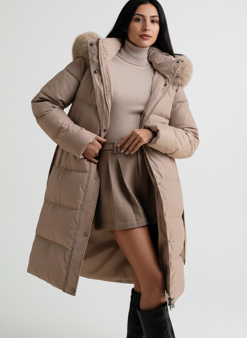 Damen Wintermantel „Elegance Khaki“ – Warm, Stilvoll &amp; Für Kalte Tage