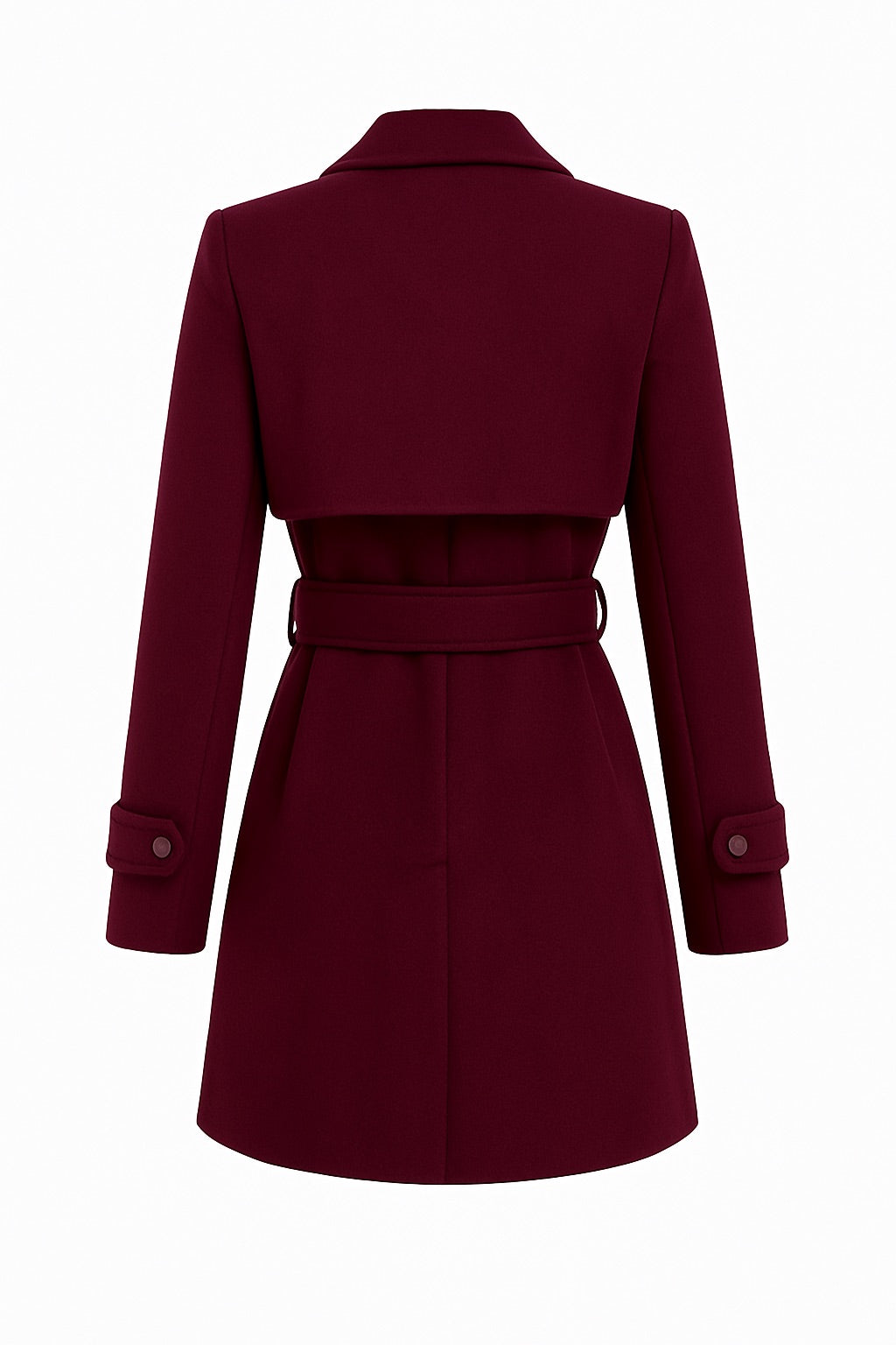 Elara Bordeaux – Woll-Trenchcoat mit Gürtel
