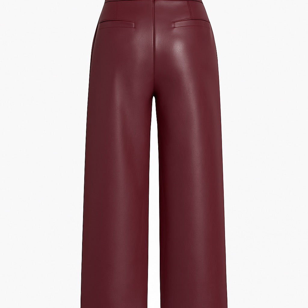 Isabella Bordeaux – Kunstlederhose mit weitem Bein