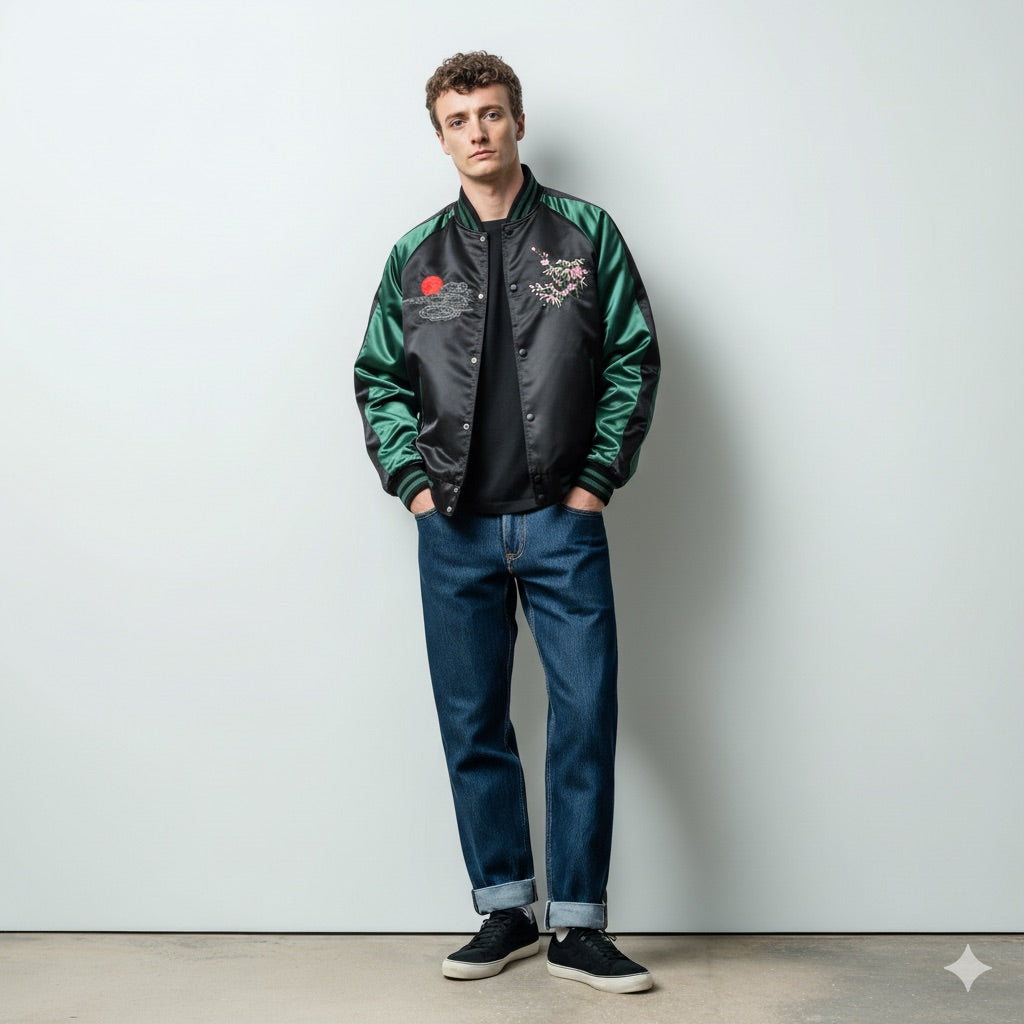 Unisex Bomberjacke mit Tiger-Stickerei – Sukajan Streetwear