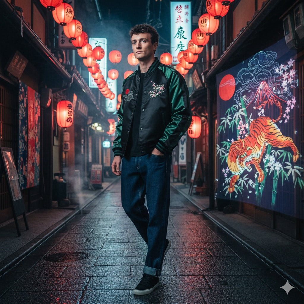 Unisex Bomberjacke mit Tiger-Stickerei – Sukajan Streetwear